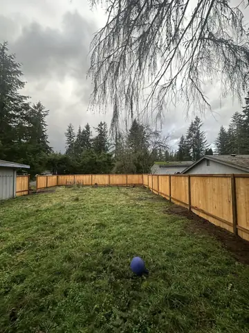 Backyard fence line before the build